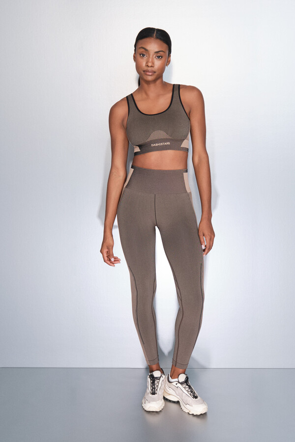 Dash and Stars Leggings longas SEM COSTURA CONFORTÁVEIS marrons marrom