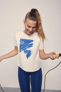 Dash and Stars Camiseta algodón pincelada azul azul