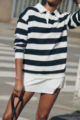 Dash and Stars Sweatshirt 100% algodão com estampado riscas azul