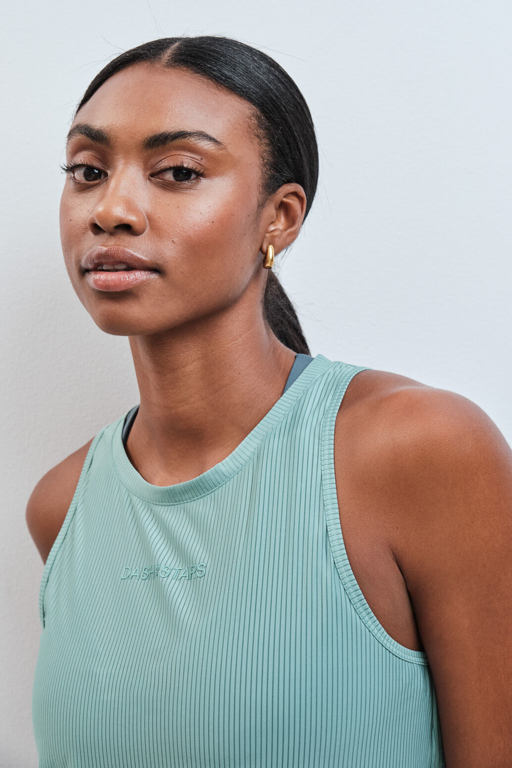 Dash and Stars T-shirt halter semitransparente verde