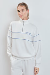 Dash and Stars Casaco gola alta com fecho-&eacute;clair branco beige