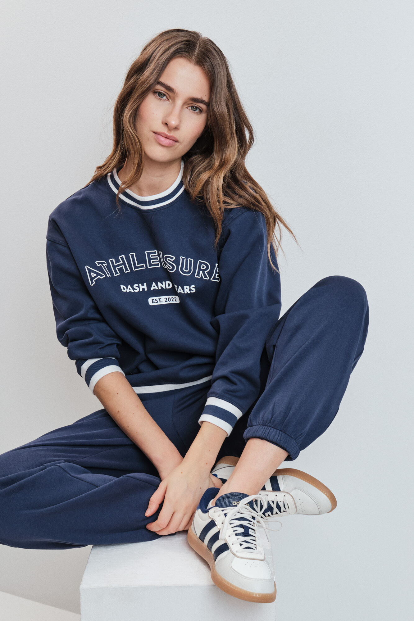 Dash and Stars Sweatshirt college em molet&atilde;o azul