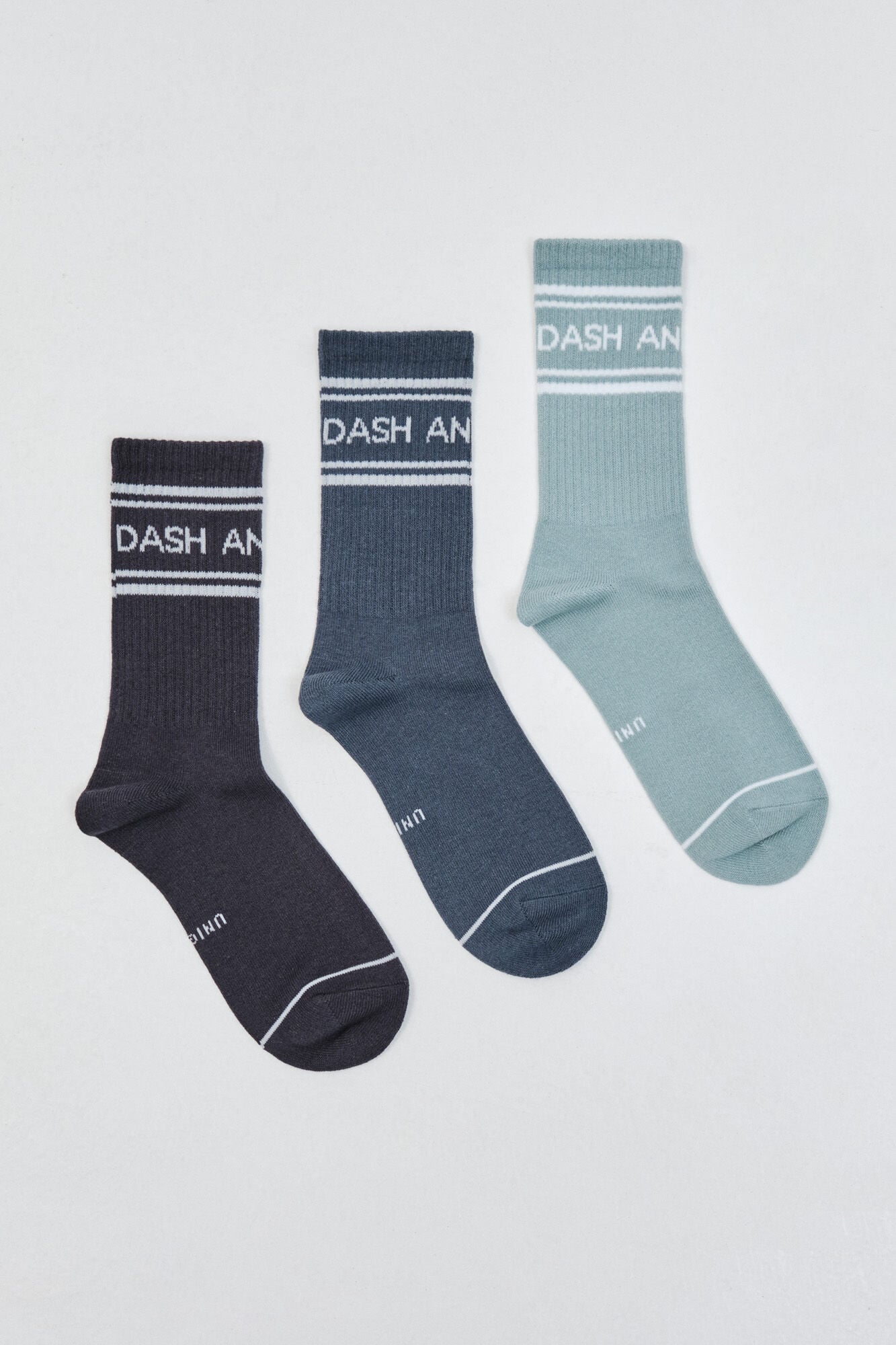 Dash and Stars Pack 3 meias compridas de algod&atilde;o com logo
