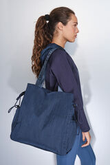 Dash and Stars Mala tote de nylon acetinado azul azul