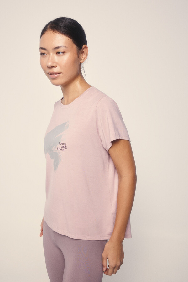 Dash and Stars Camiseta Modal extrassuave Rosa rosa