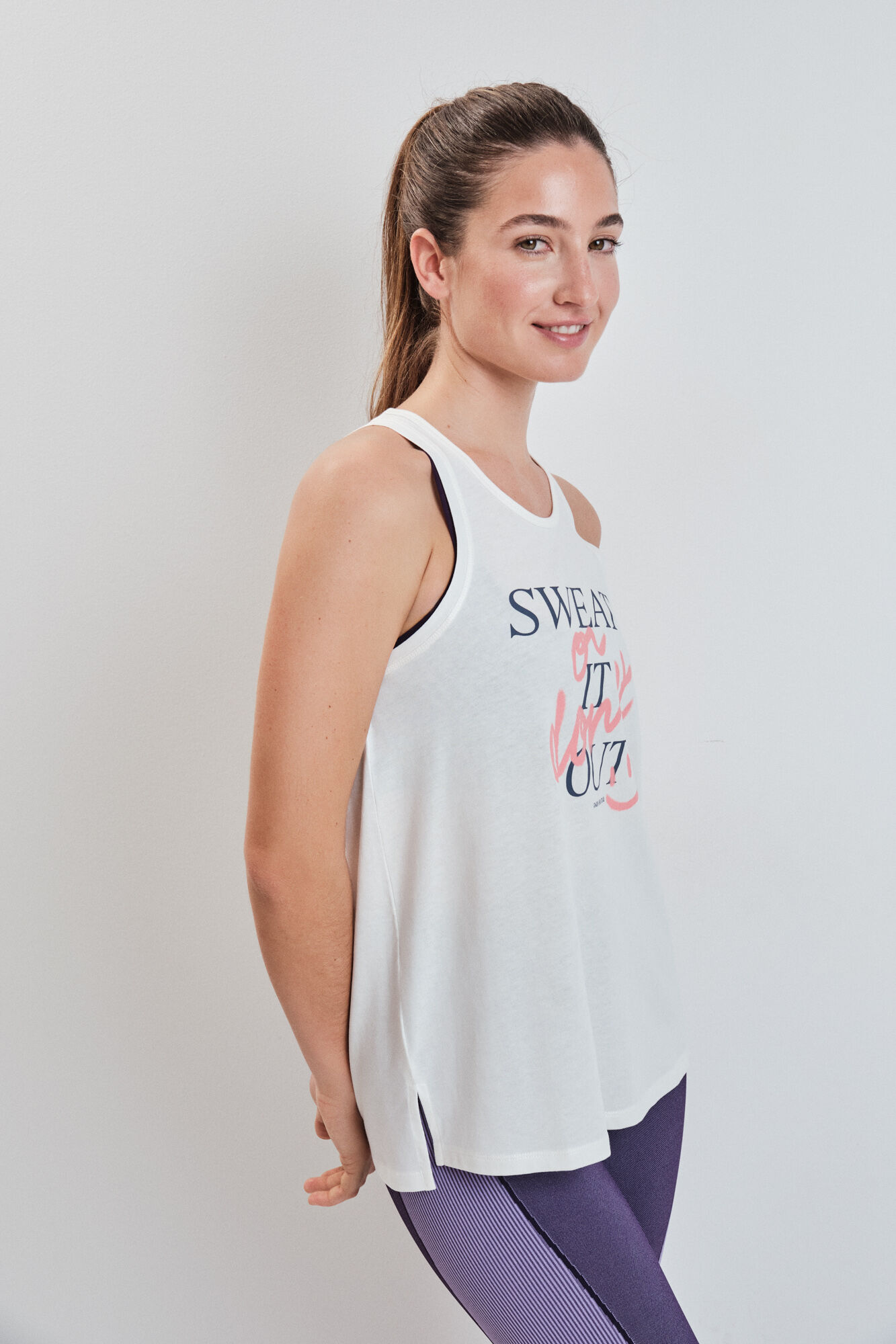 Dash and Stars Camiseta sin mangas algod&oacute;n blanco beige