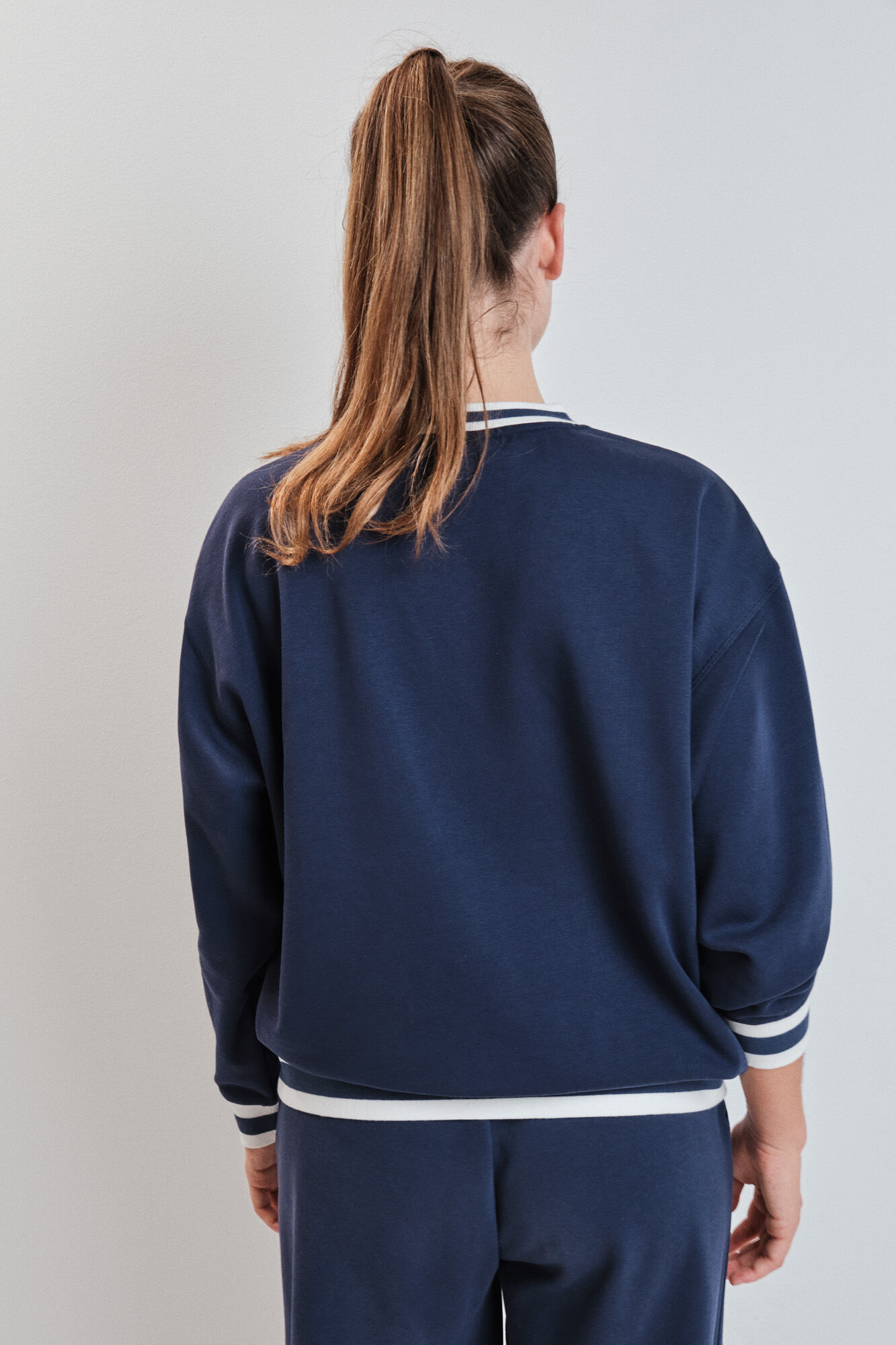 Dash and Stars Sweatshirt college em molet&atilde;o azul azul