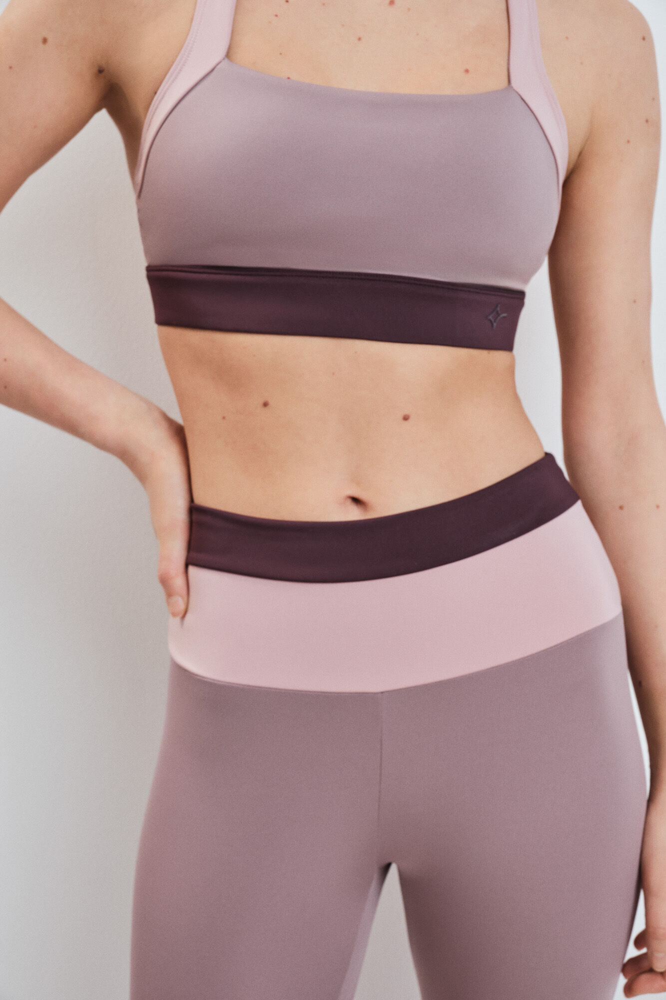 Dash and Stars Legging curto 4D STRETCH color block rosa