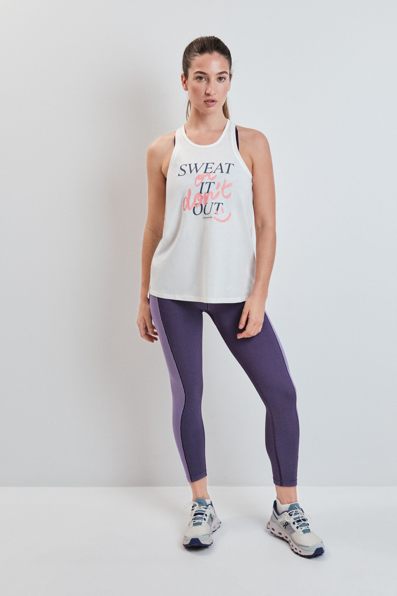 Dash and Stars Camiseta sin mangas algod&oacute;n blanco beige