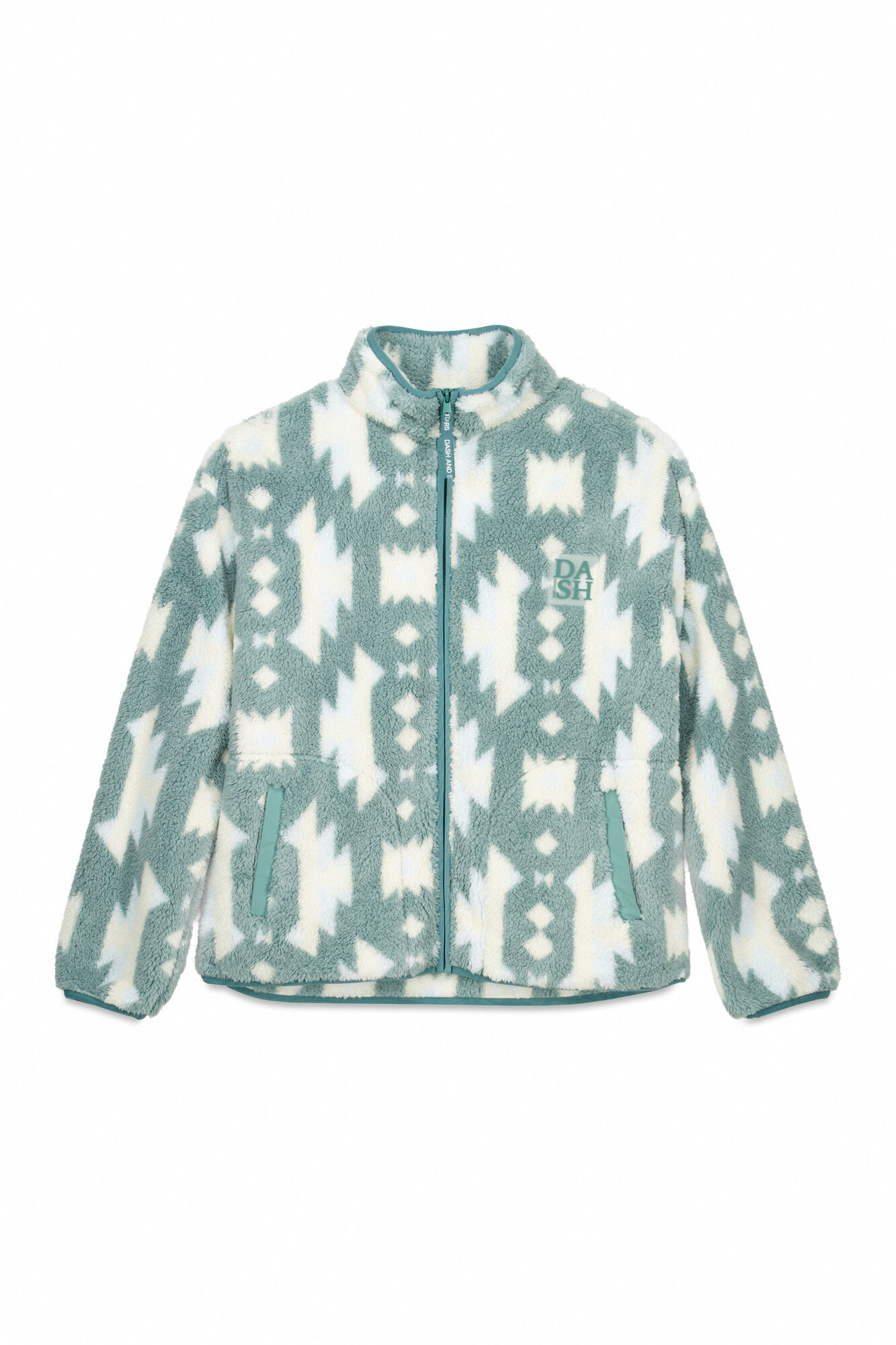 Dash and Stars Chaqueta polar cremallera verde hielo verde