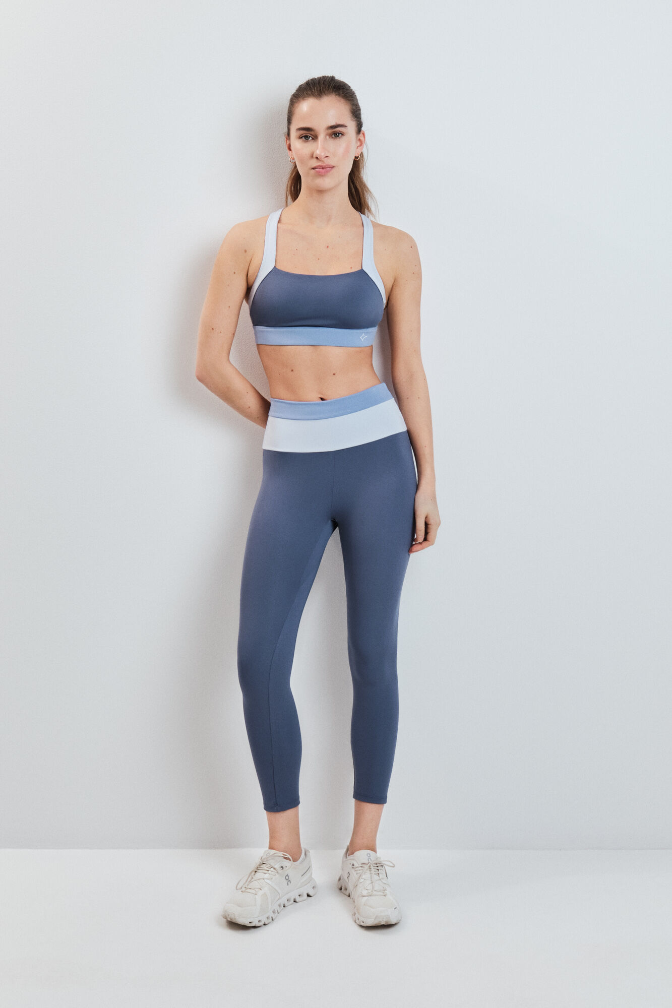 Dash and Stars Legging curta 4D STRETCH color block azul azul