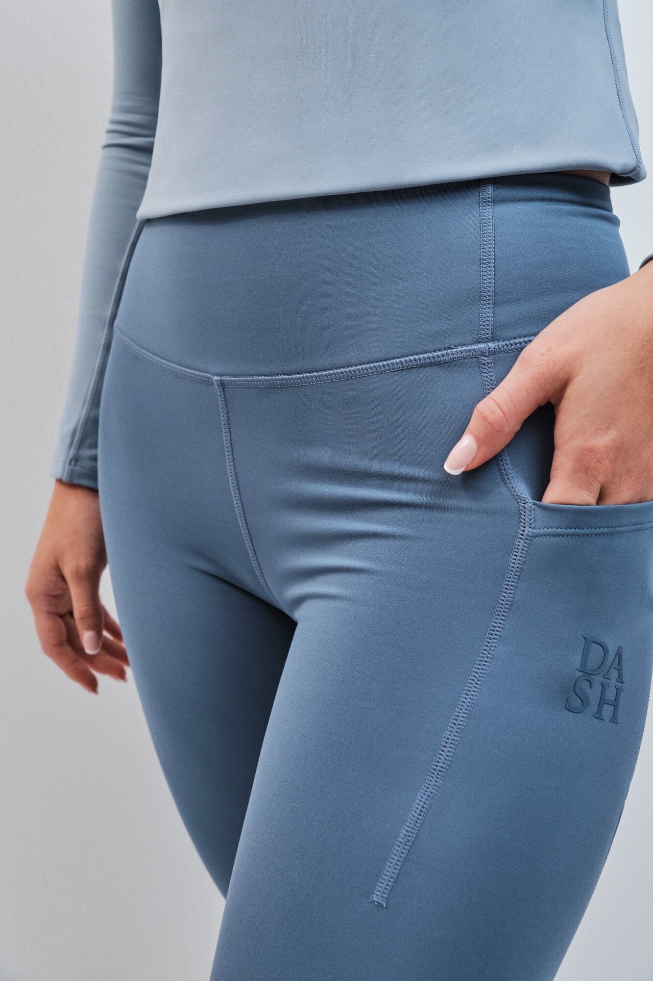 Dash and Stars Leggings t&eacute;rmicos compridos azul cinzento