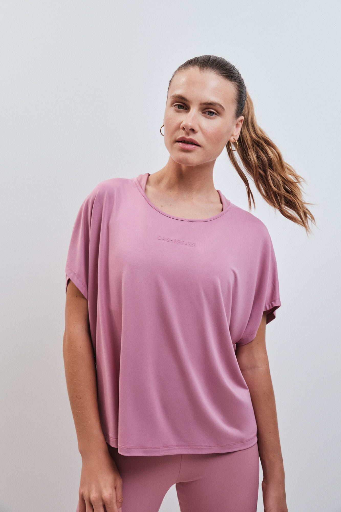 Dash and Stars T-shirt de manga curta em modal rosa