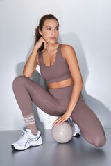 Dash and Stars Leggings longas de compressão marrom cru