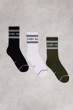 Dash and Stars Pack 3 calcetines largos logo estampado
