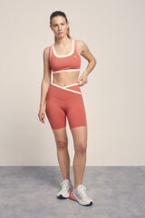 Dash and Stars Legging ciclista coral color block rojo