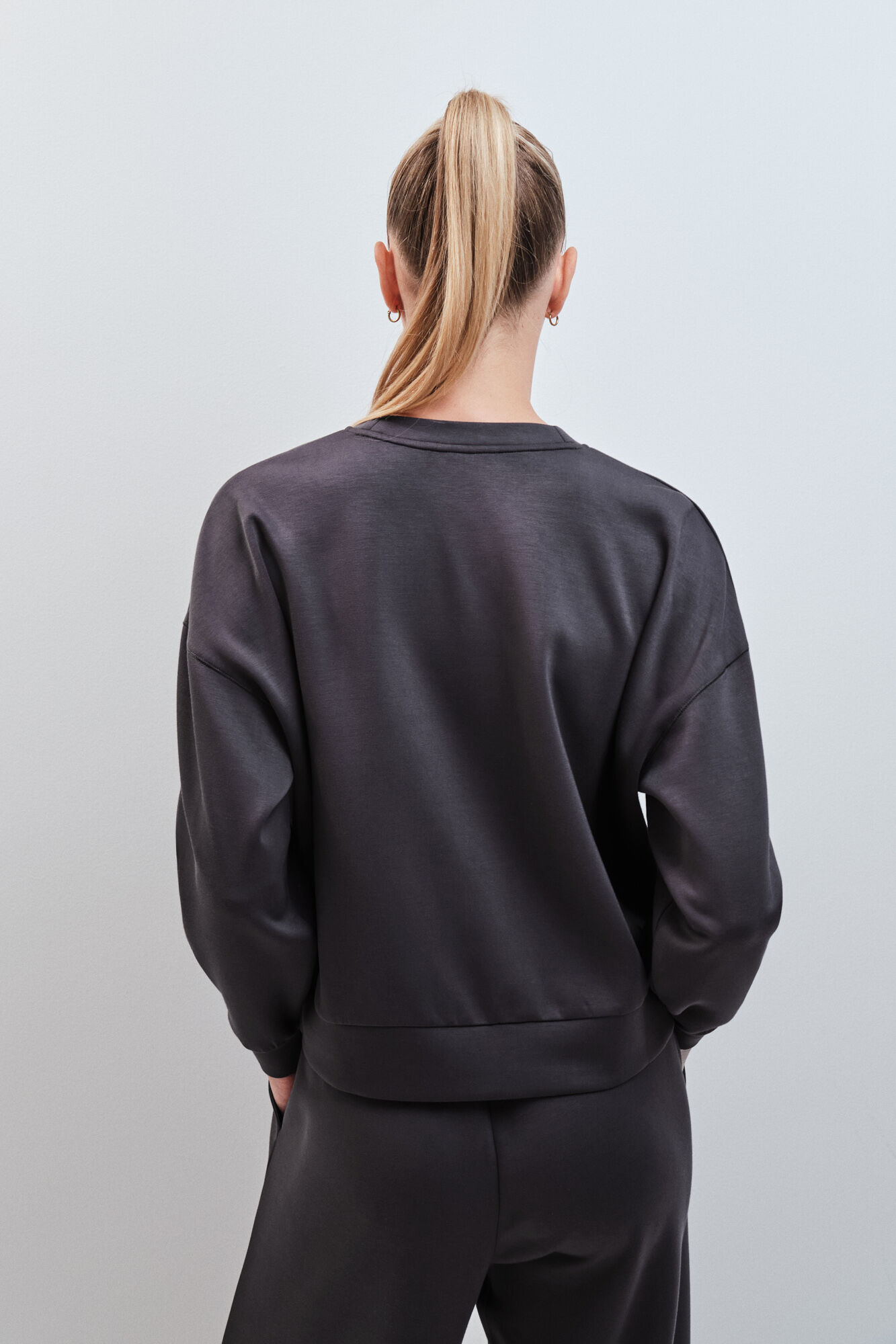 Dash and Stars Sweatshirt college em modal cinza cinzento