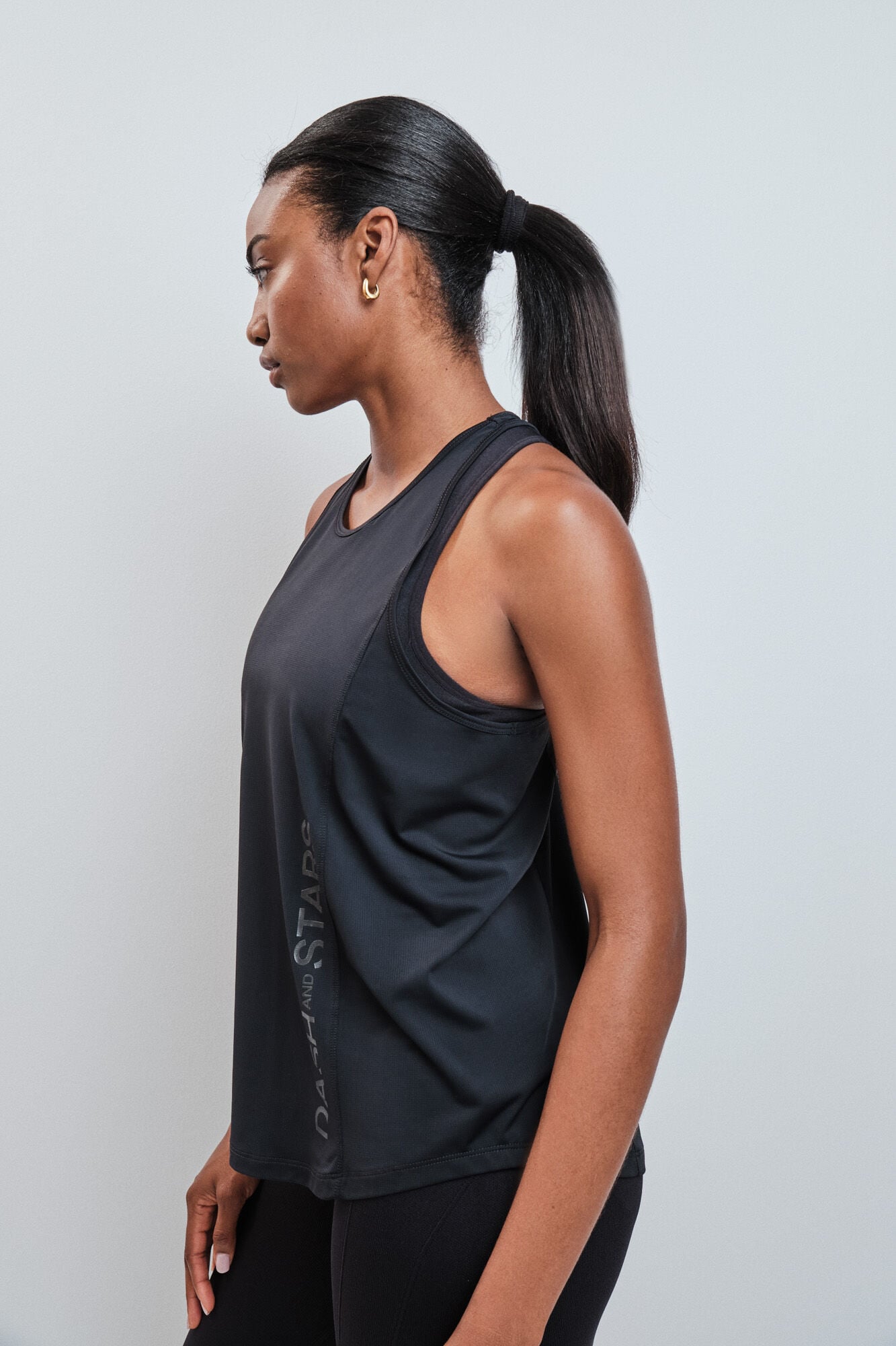 Dash and Stars T-shirt t&eacute;cnica halter preto preto
