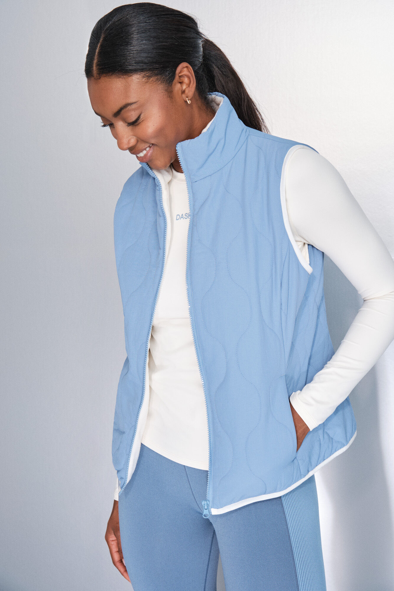 Dash and Stars Colete acolchoado forrado azul azul