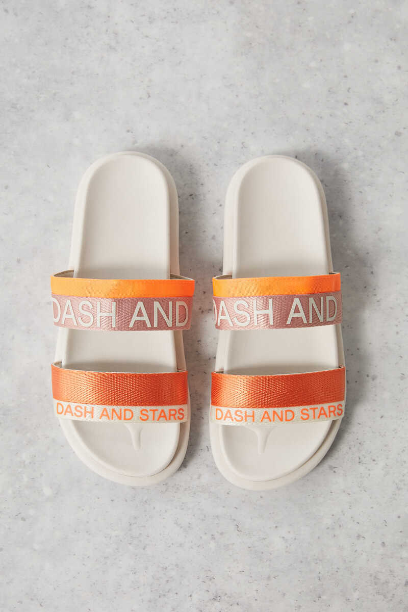 Dash and Stars Chinelos tiras logo laranja branco