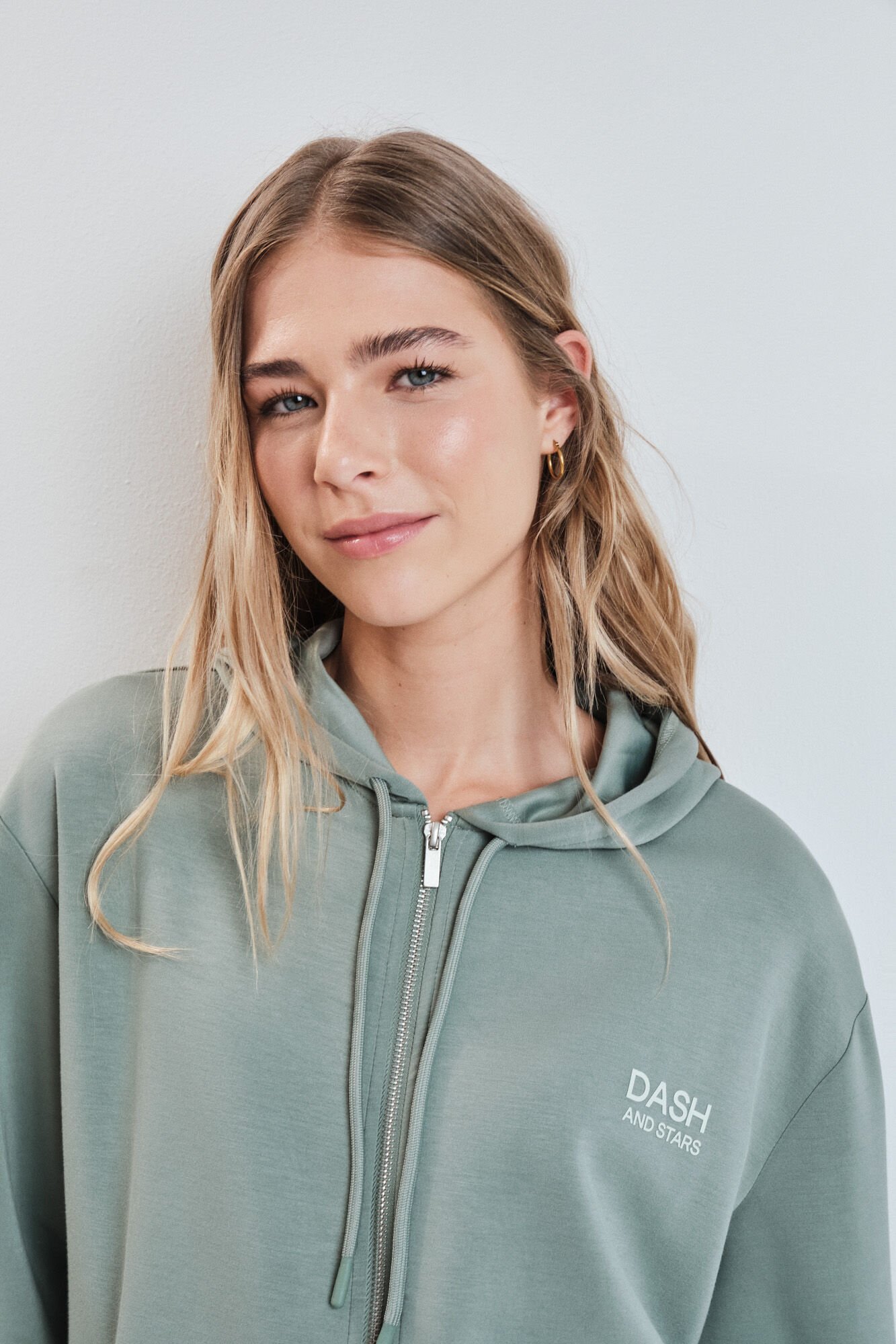 Dash and Stars Casaco com capuz em viscose suave verde verde