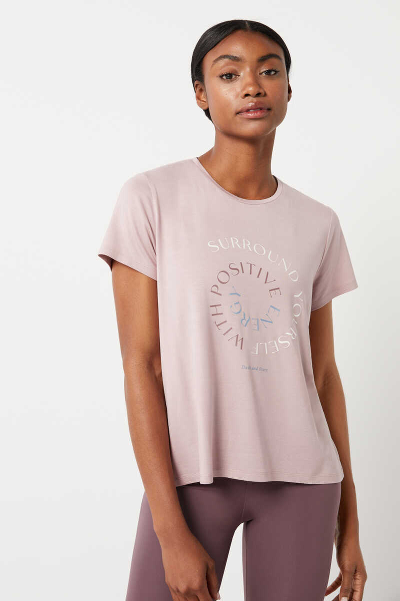 Dash and Stars T-shirt lilás modal rosa