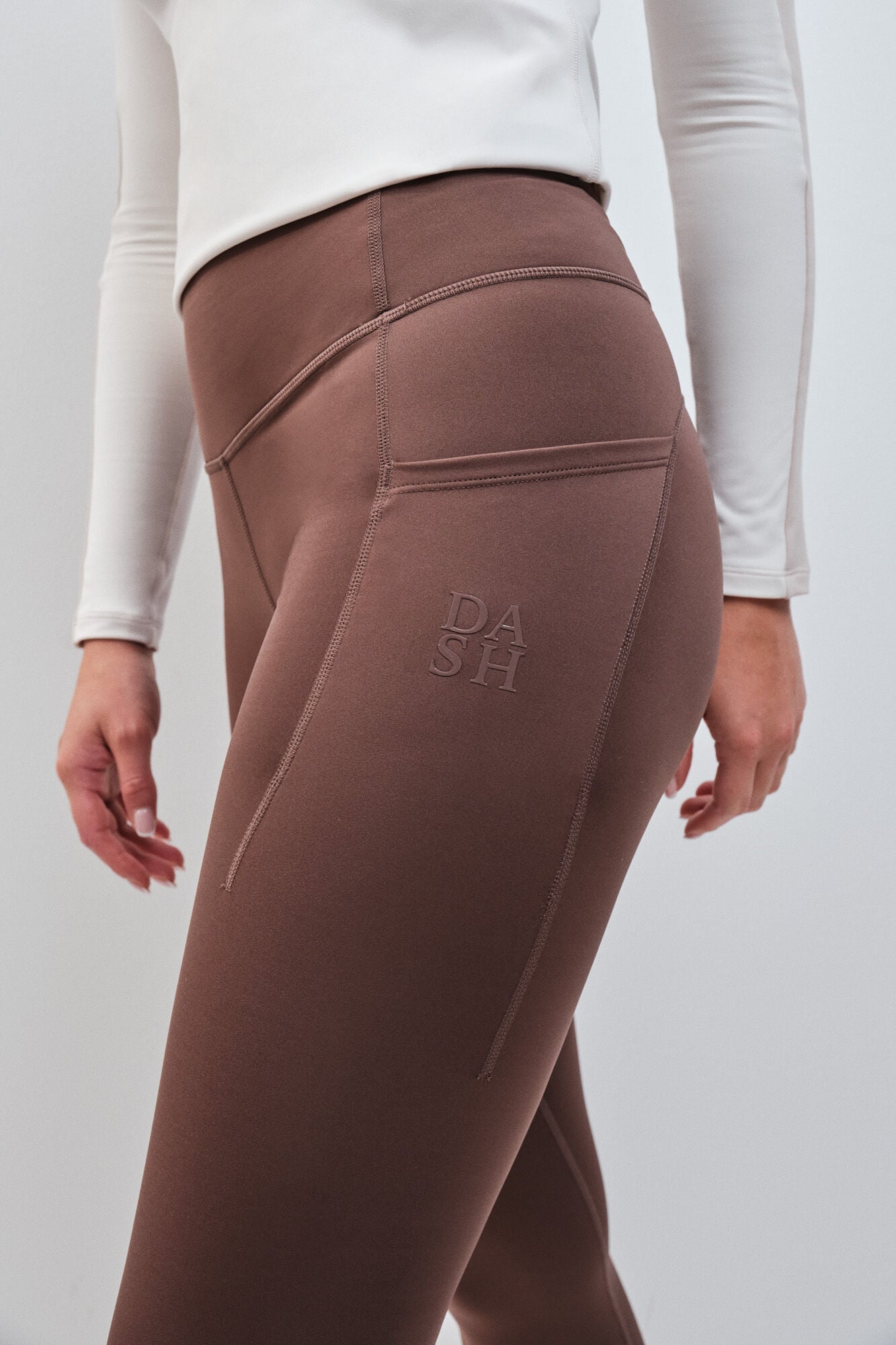 Dash and Stars Leggings t&eacute;rmicos compridos castanhos cru