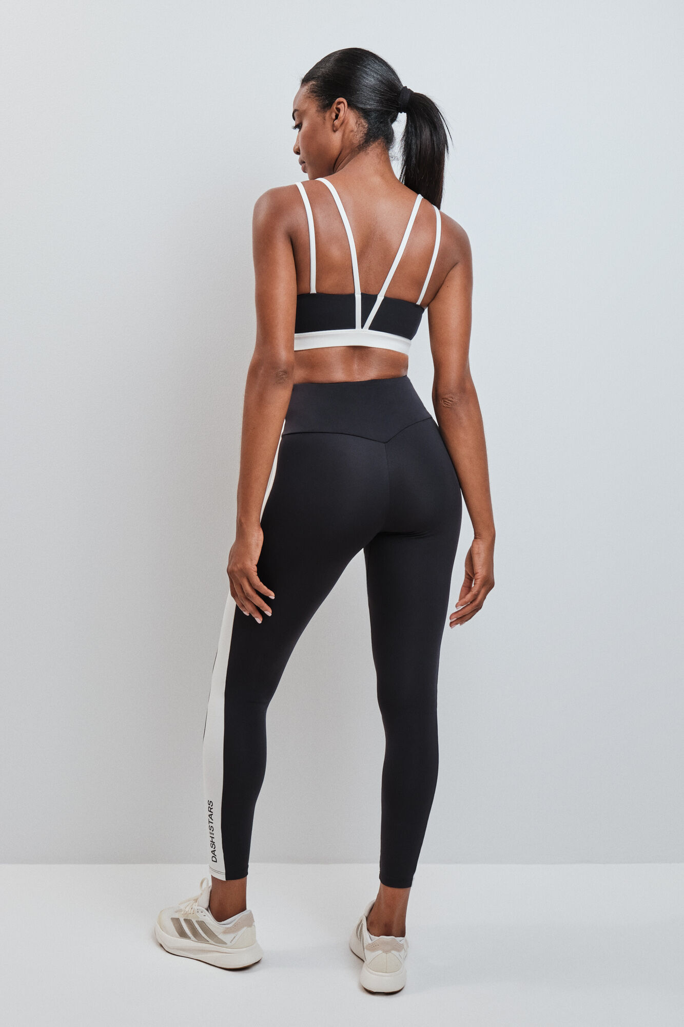 Dash and Stars Leggings compridos 4D STRETCH contraste preto preto