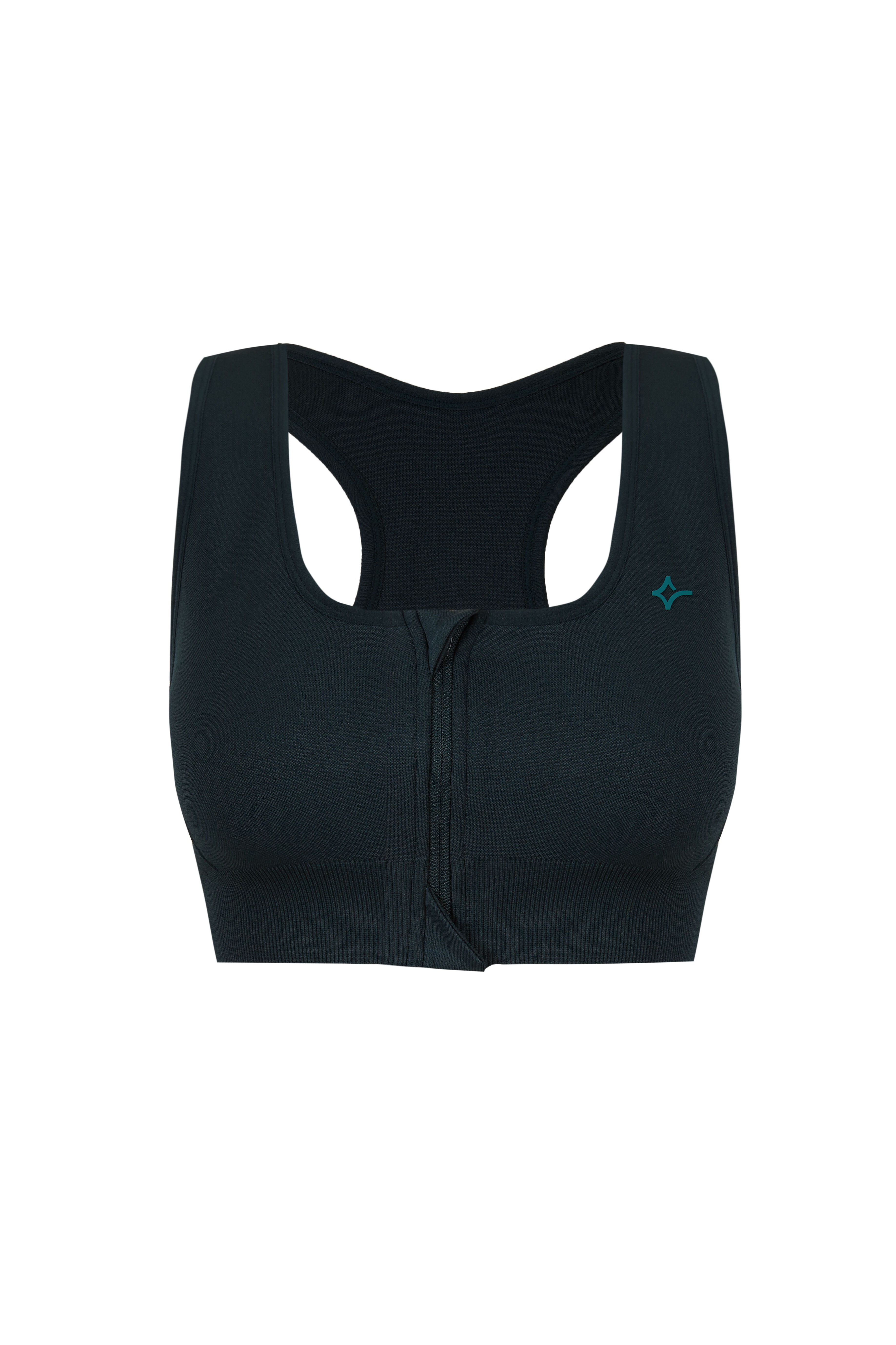 Dash and Stars Sujetador deportivo verde cremallera central SEAMLESS FIT verde