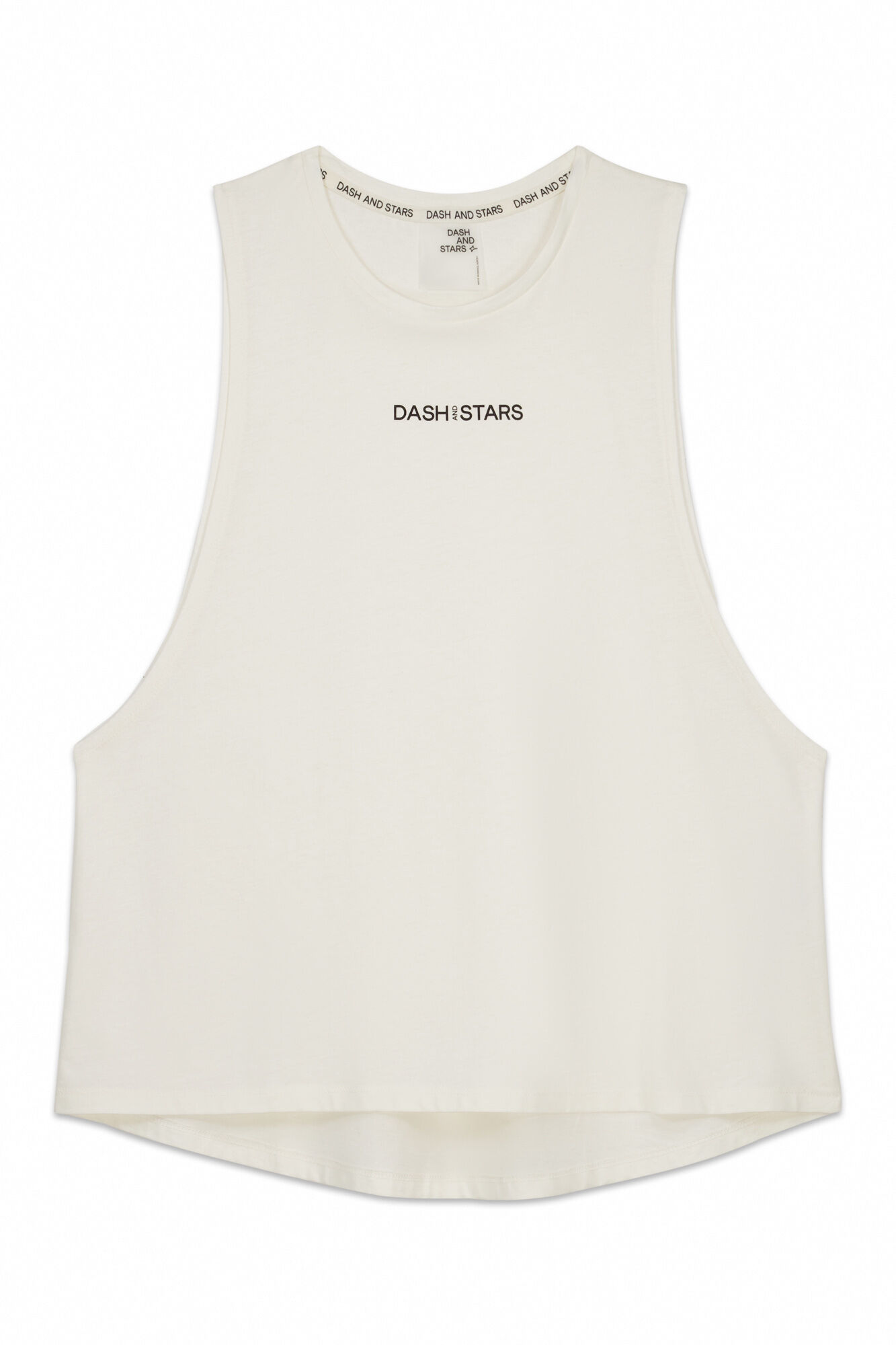 Dash and Stars T-shirt halter sem mangas de algod&atilde;o branco beige
