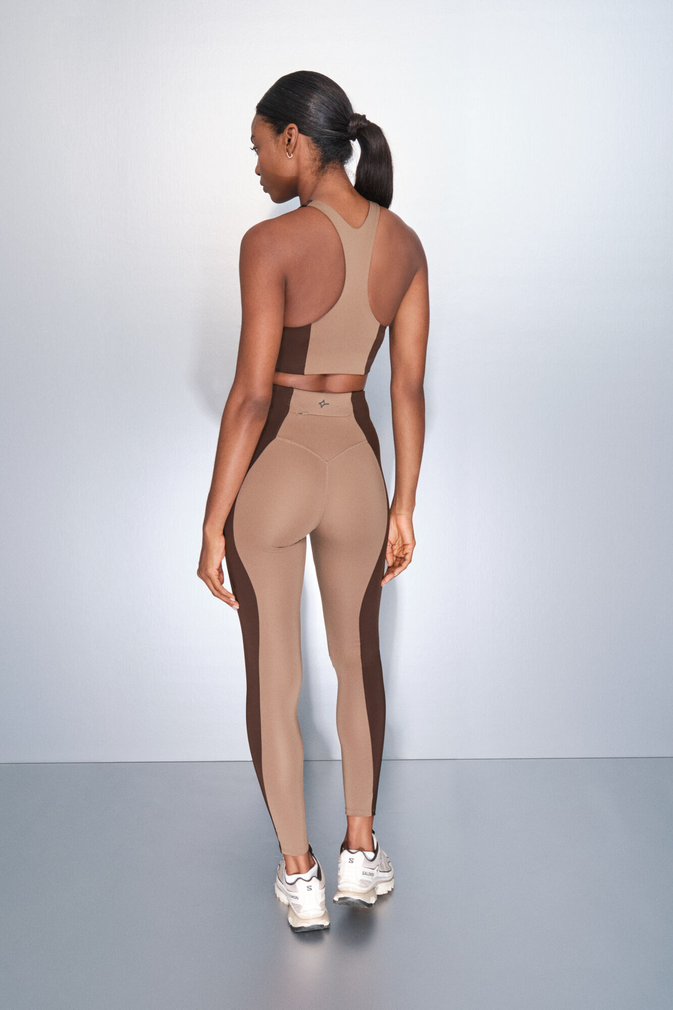 Dash and Stars Leggings 4D STRETCH color block nude