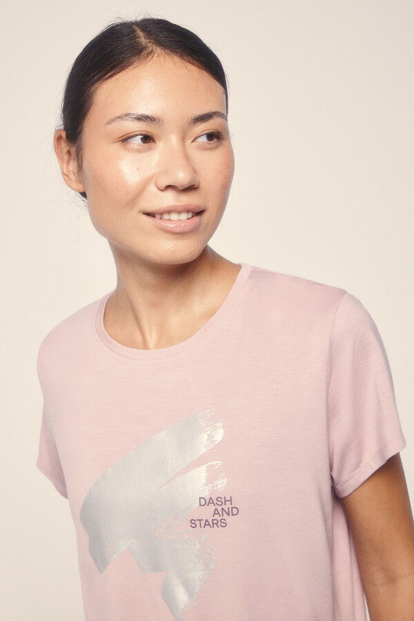 Dash and Stars Camiseta Modal extrassuave Rosa rosa