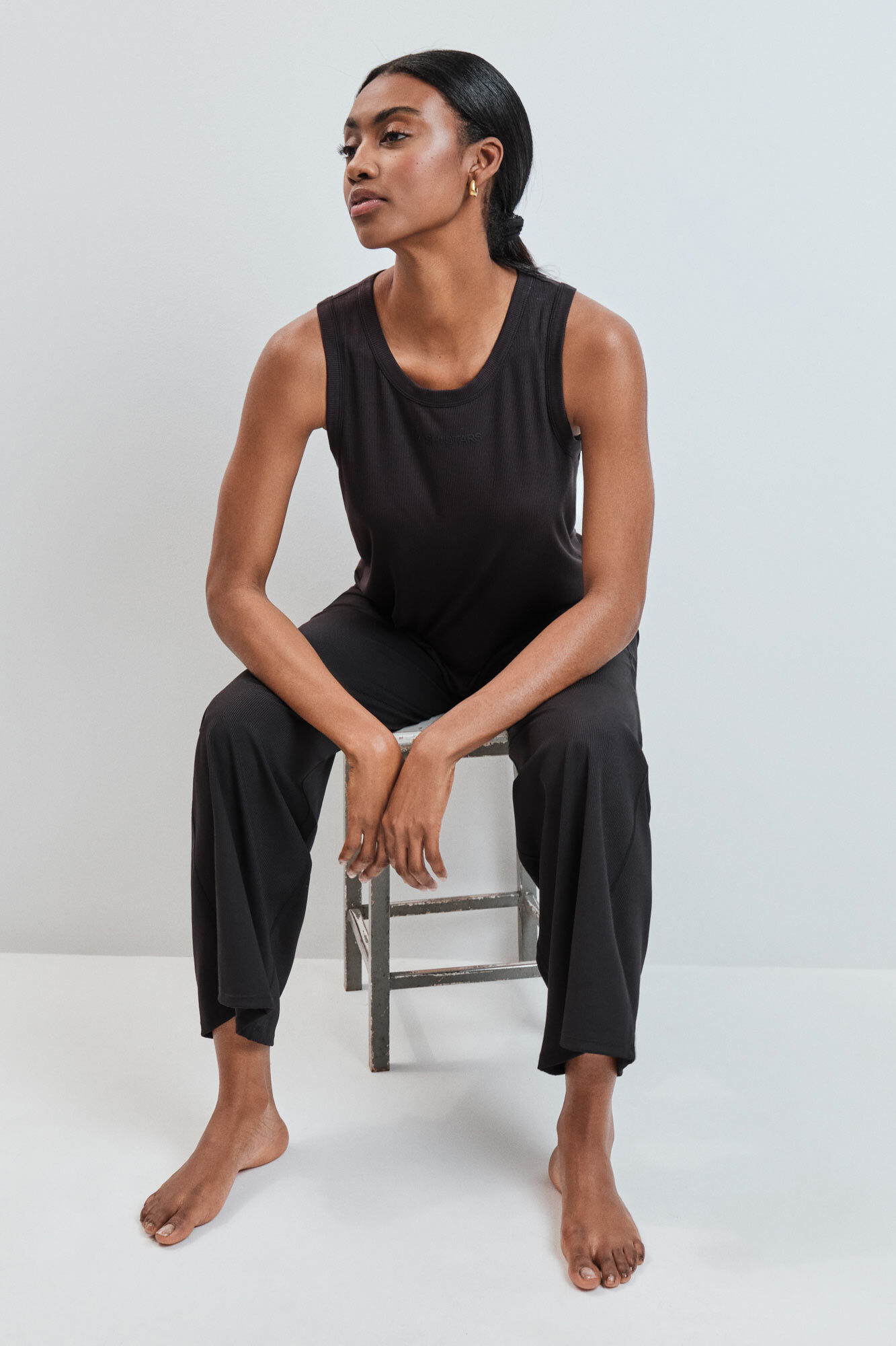 Dash and Stars T-shirt de al&ccedil;as canelada preta preto