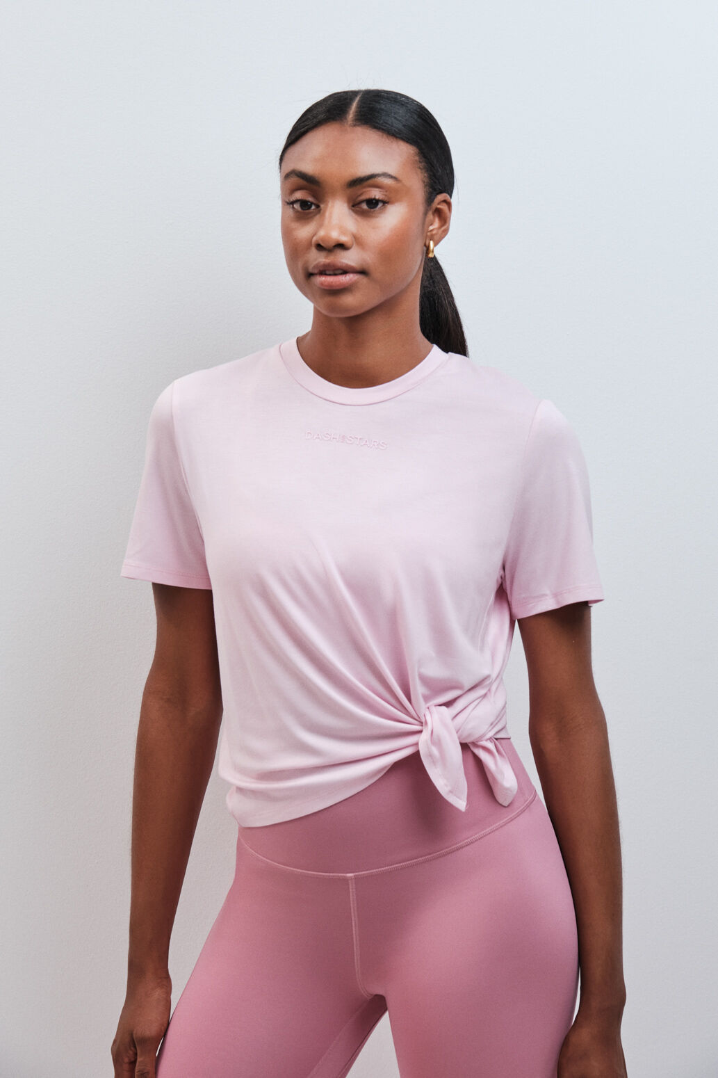 Dash and Stars T-shirt fluida de manga curta rosa