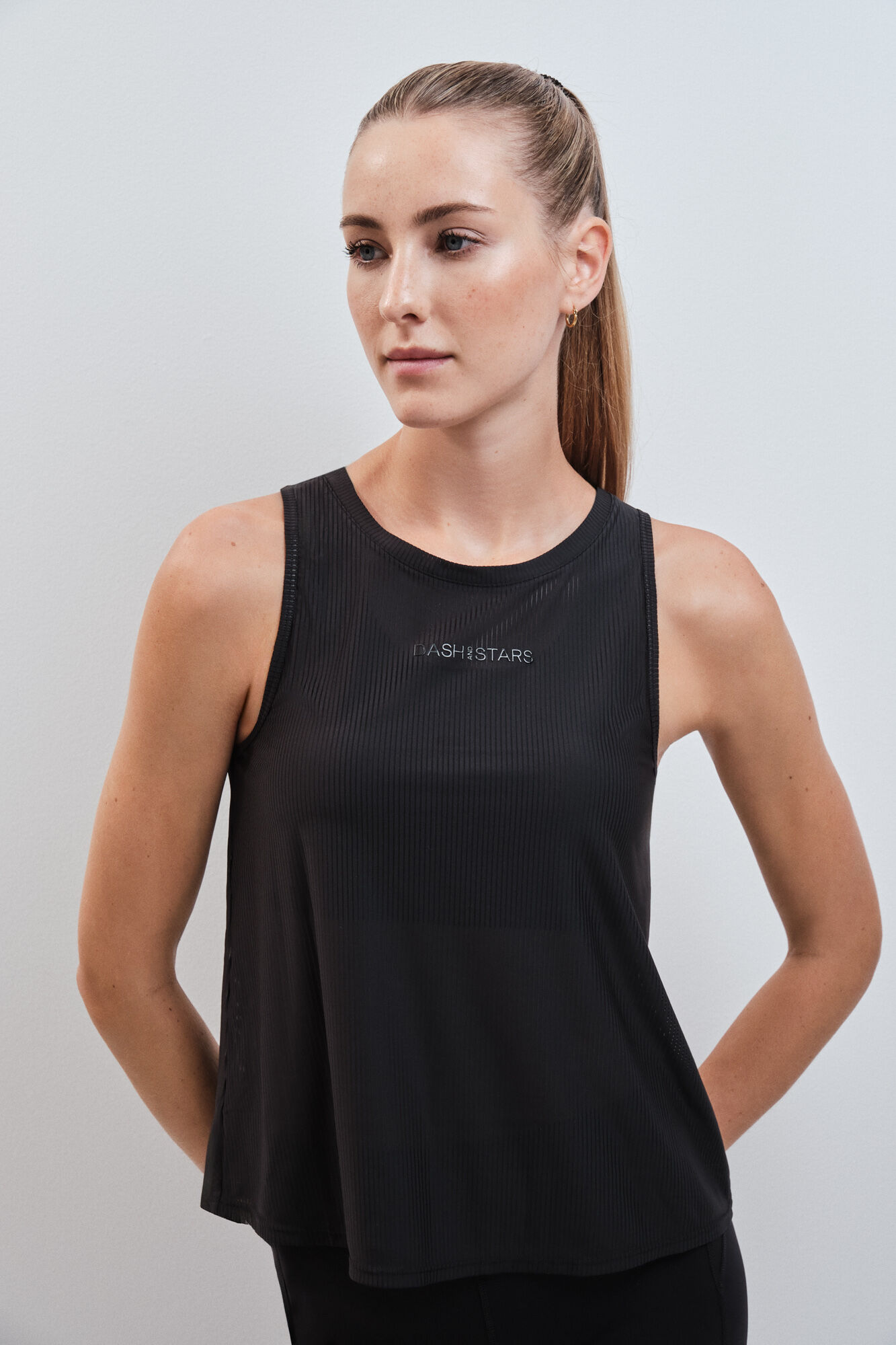 Dash and Stars T-shirt halter semitransparente preto preto