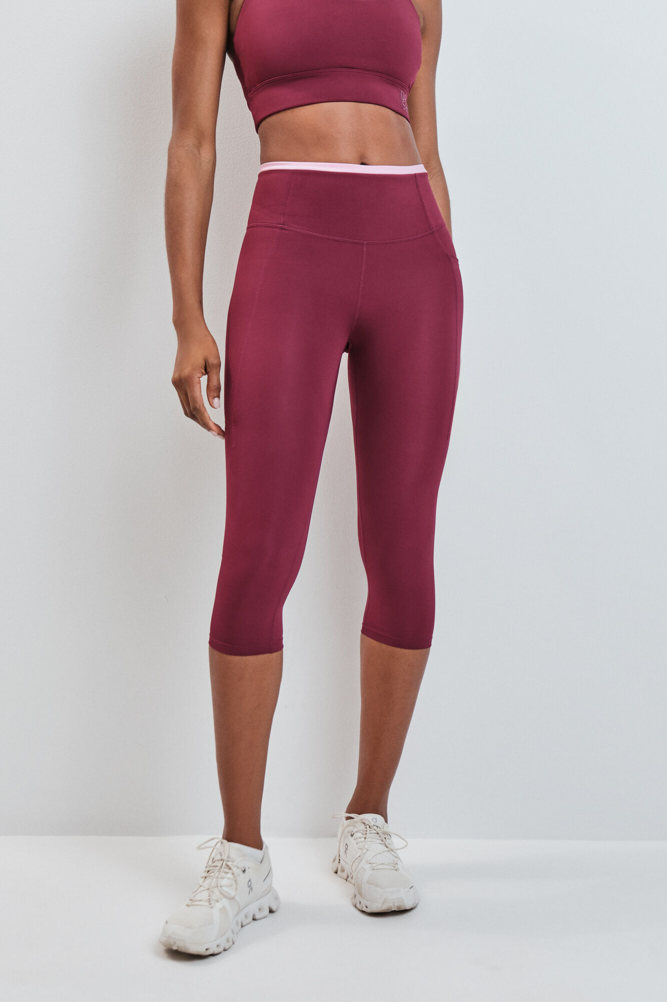 Dash and Stars Legging capri 4D STRETCH bordeaux vermelho