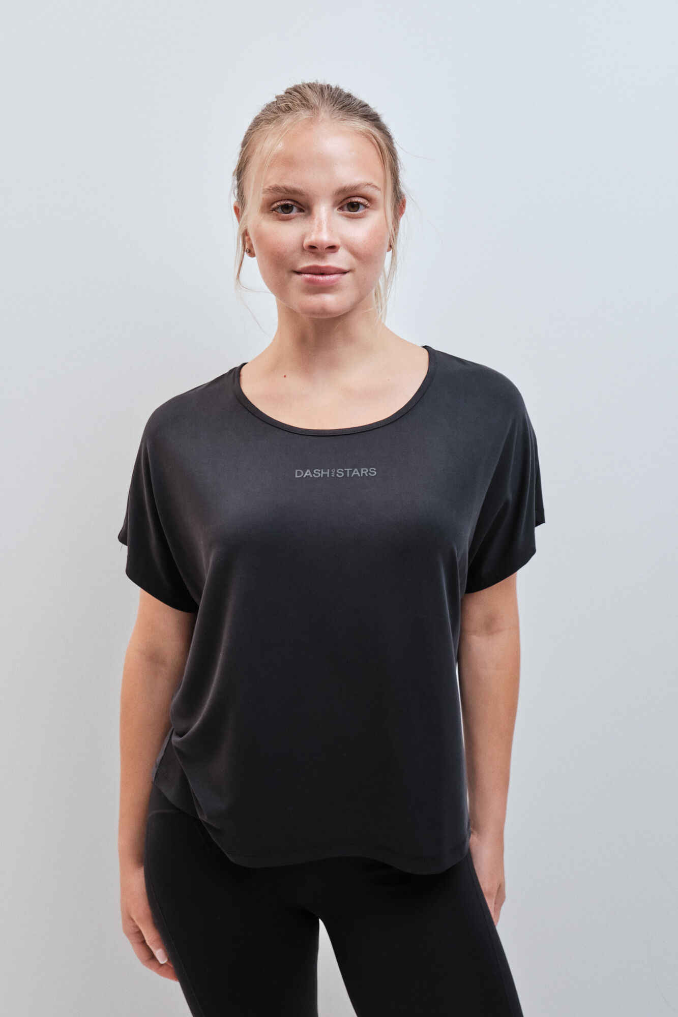 Dash and Stars T-shirt de manga curta em modal preto preto