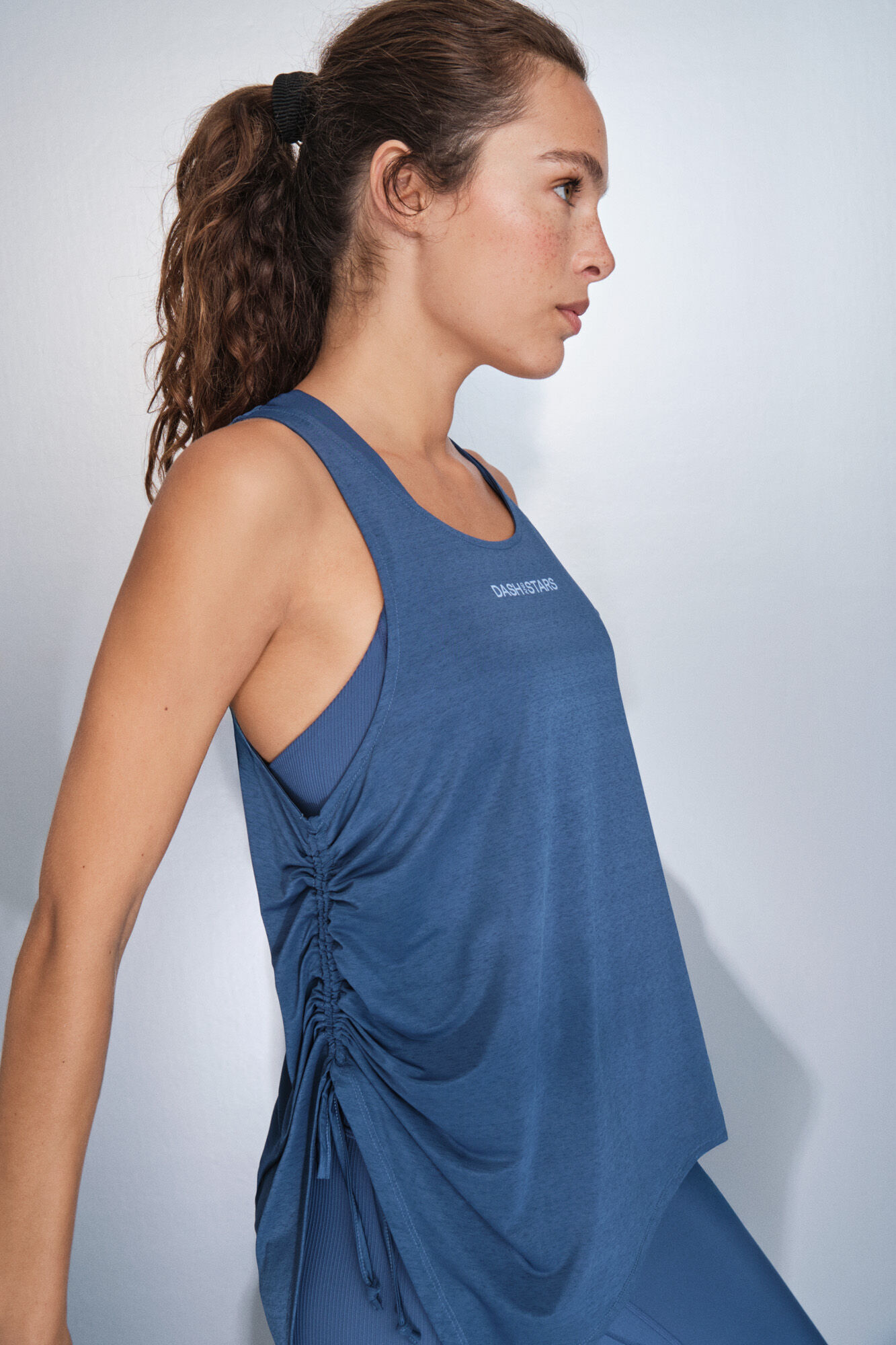 Dash and Stars T-shirt halter assim&eacute;trico azul azul