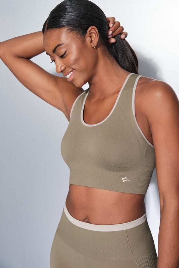 Dash and Stars Soutien desportivo cáqui CONFORTO SEM COSTURAS verde
