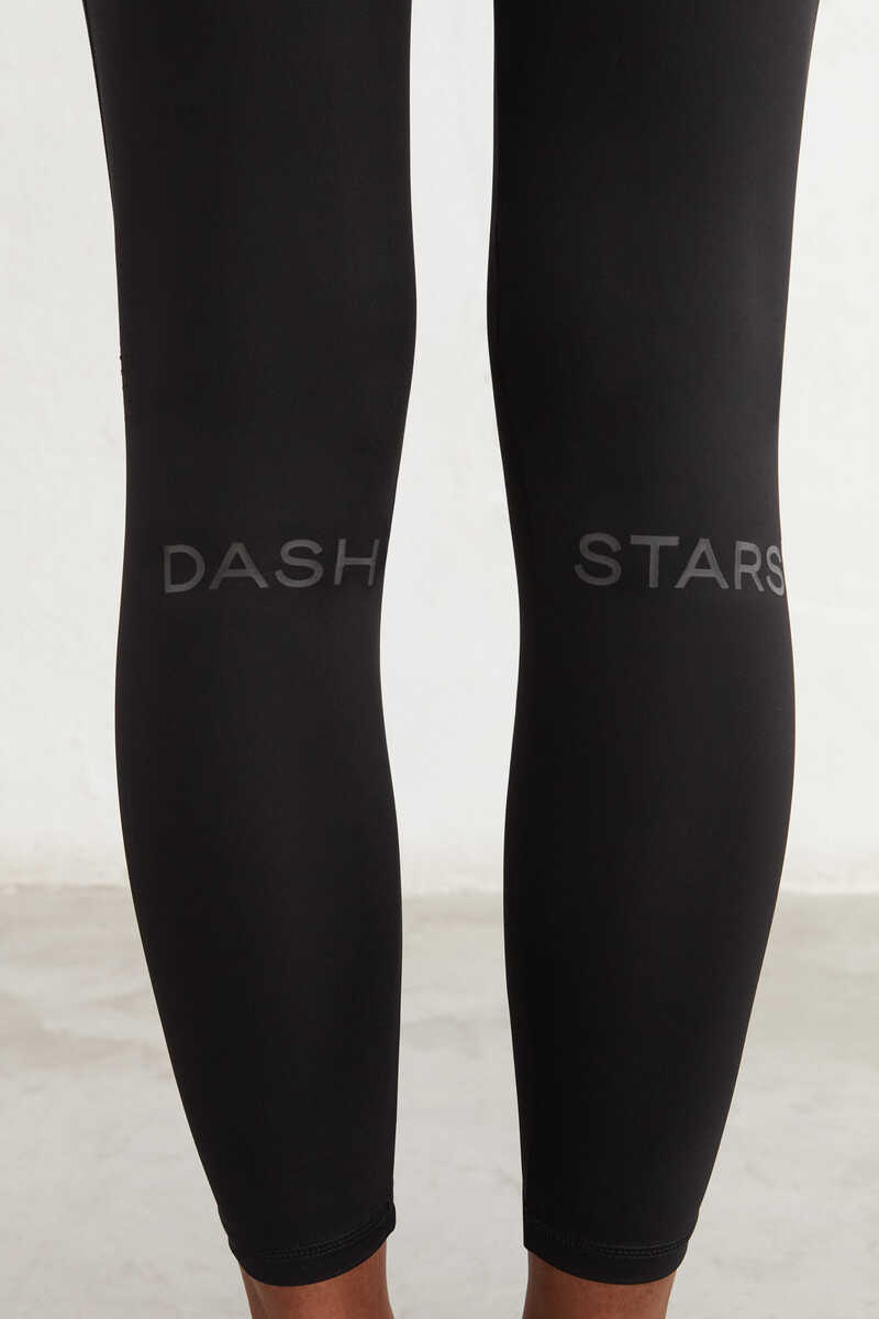 Dash and Stars Leggings compridas compressivas pretas preto