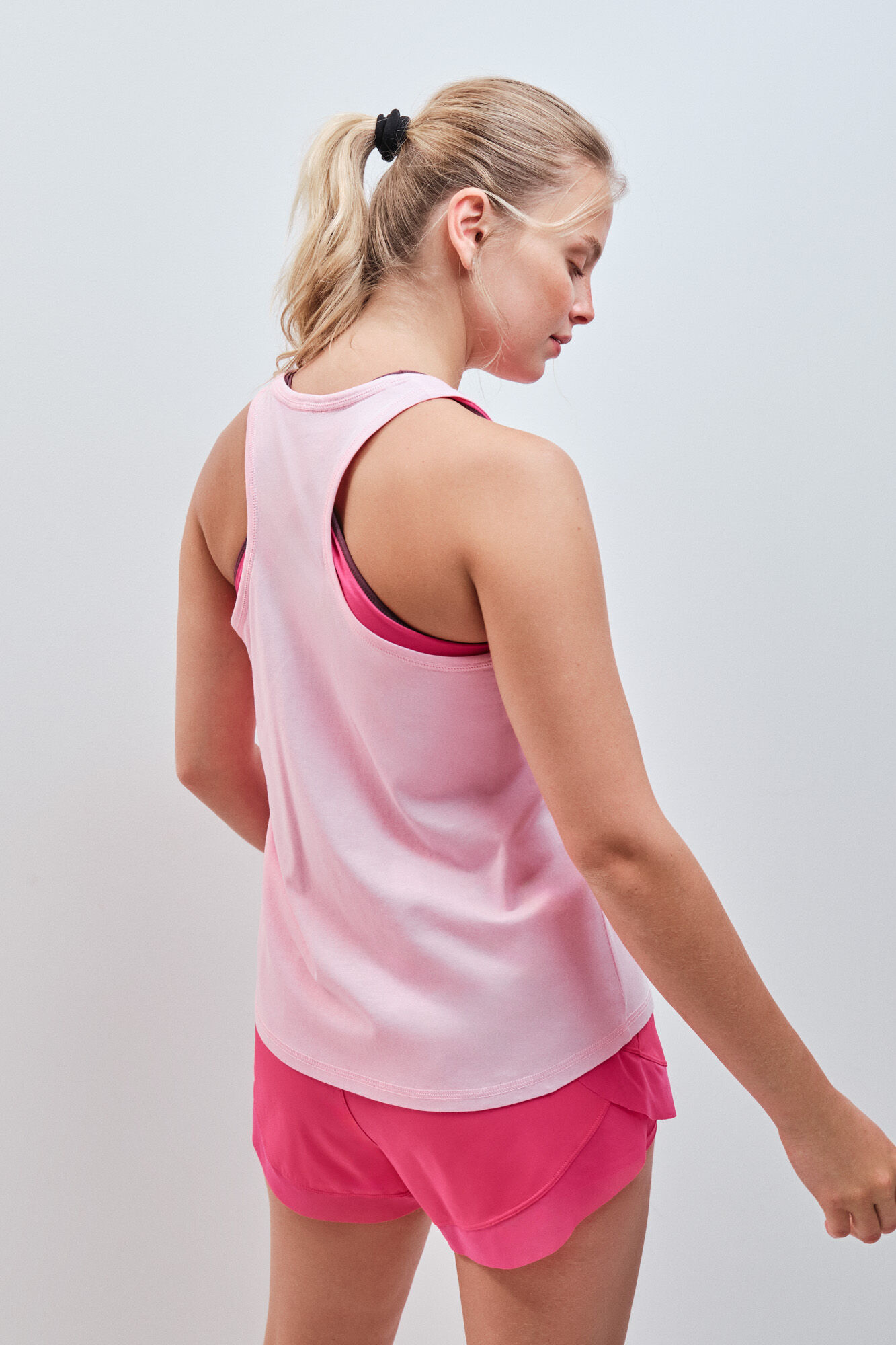 Dash and Stars T-shirt sem mangas em algod&atilde;o rosa rosa
