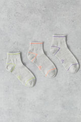 Dash and Stars Pack 3 meias curtas técnicas algodão branco cinzento