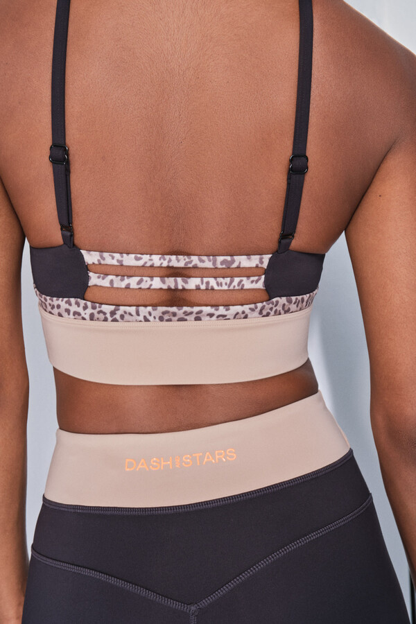 Dash and Stars Soutien desportivo 4D STRETCH preto com estampa animal  preto