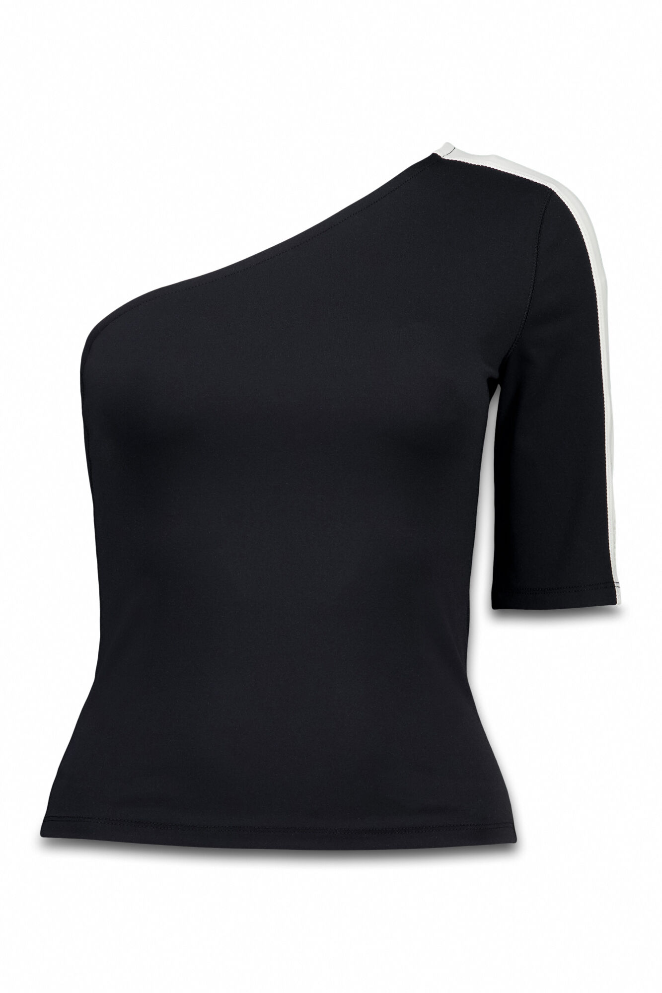 Dash and Stars T-shirt com decote assim&eacute;trico bicolor preto