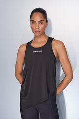 Dash and Stars T-shirt preto assimétrico halter preto