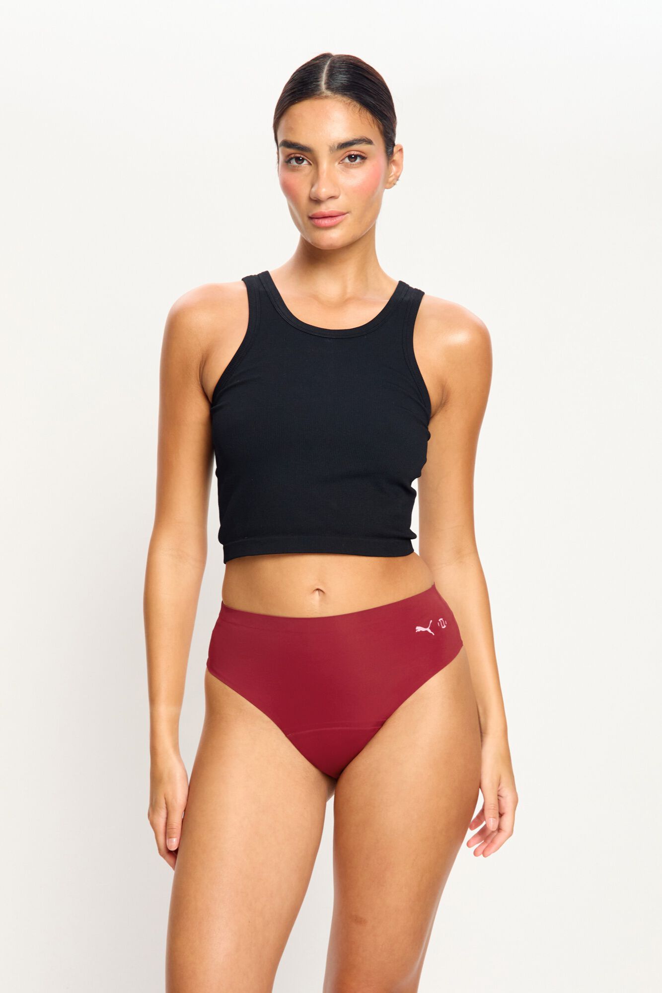 Modibodi Puma Cueca Menstrual Brasileira Sem Costura Fluxo Abundante Vermelho