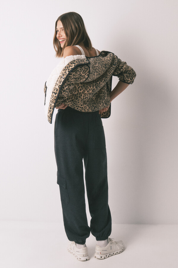 Women'secret Pantalón largo carrot felpa fina gris gris