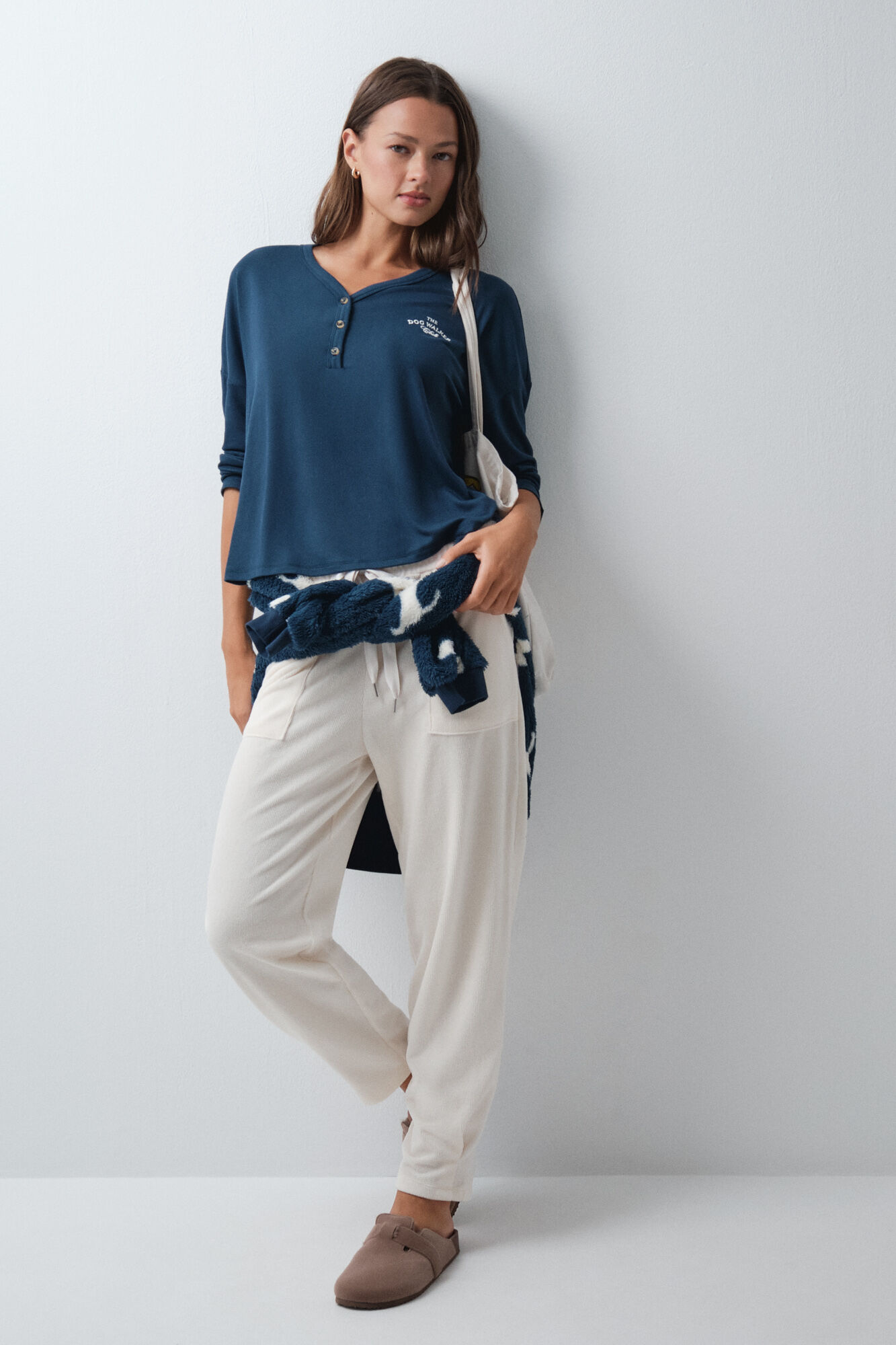 Women'secret T-shirt de malha soft touch azul