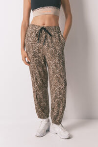 Women'secret Calça comprida com estampa animal de cenoura marrom