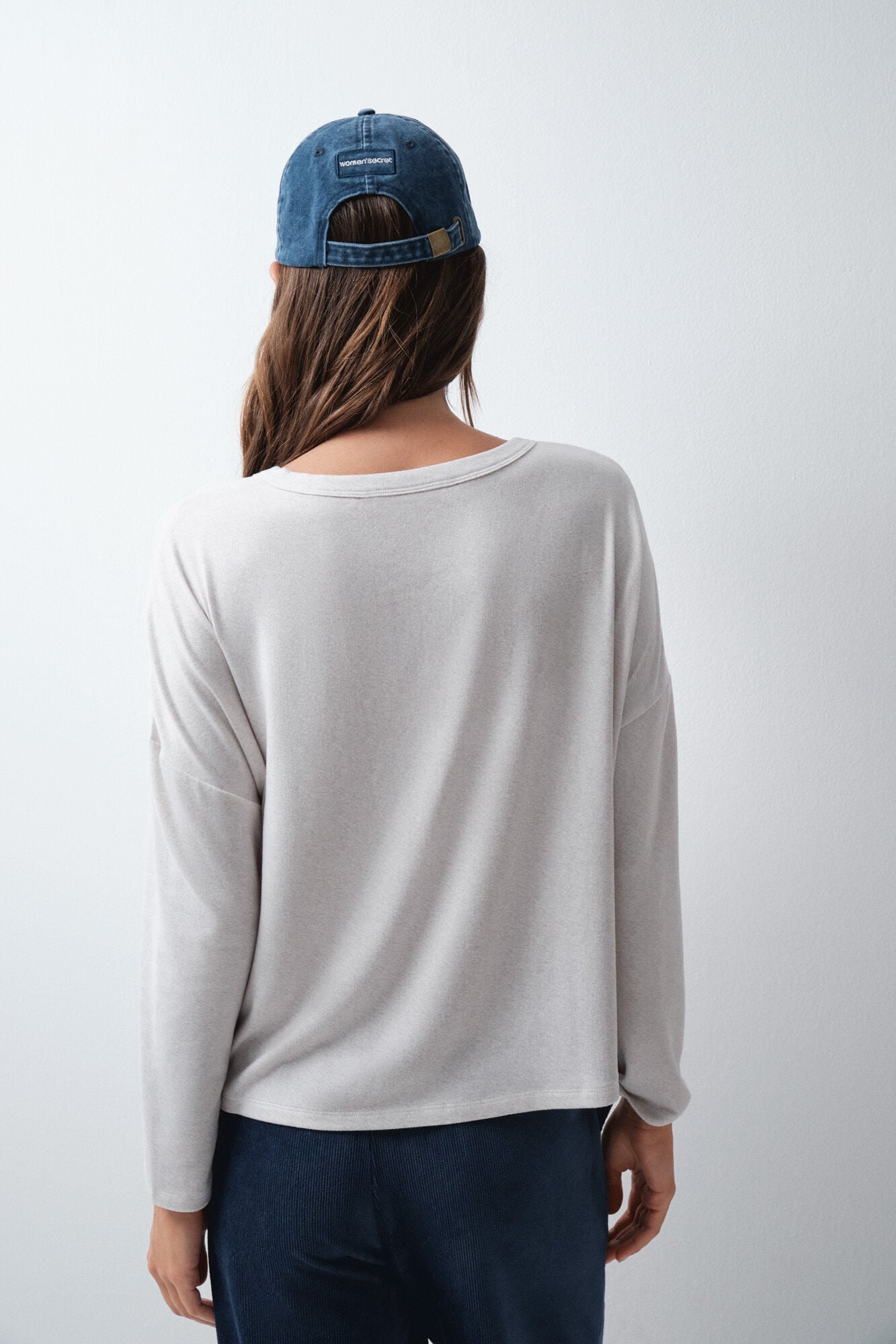 Women'secret T-shirt de malha soft touch cinzenta cinzento